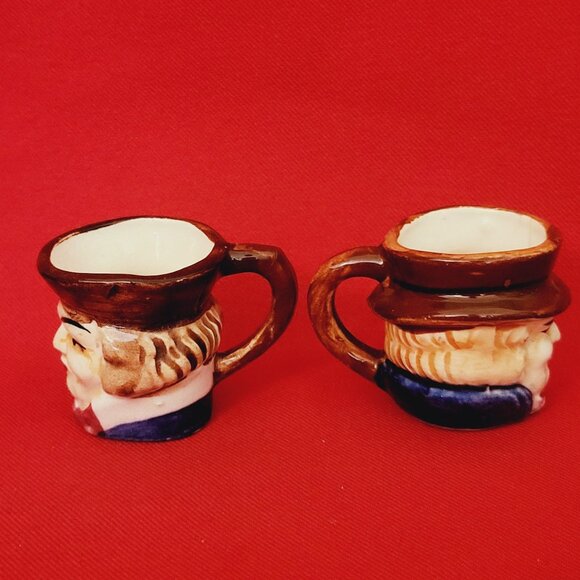 Vintage Small Toby Mugs with Brown Bowler Hat Set of 2 - Picture 5 of 11